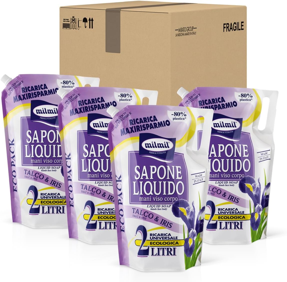 Liquid Soap, Talc & Iris, Universal Refill Maxirisparmio Dermatologically Tested - 4 x 2000ml