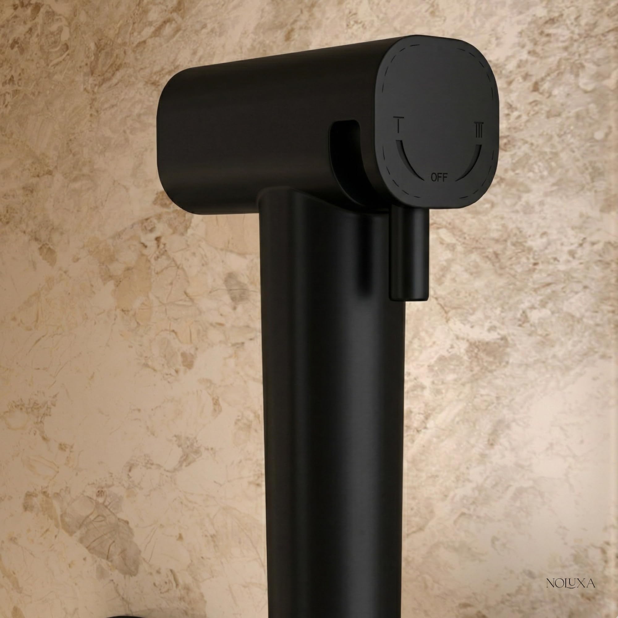 IMEX - Ducha Bidet Agua Fría y Caliente Color Negro Mate | Grifo Bidet Empotrado para WC | Ducha Higiénica Monomando para Inodoro | Grifería Sustituto de Bidé | Serie Toscana