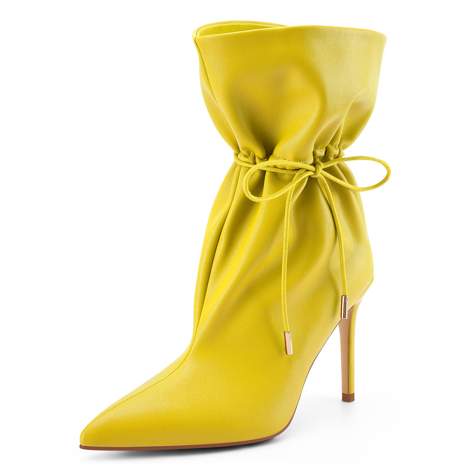 Womens Stiletto High Heel Pull on slouchy Drawstring Fall Ankle Boots Pointed Toe Fashion Evening Party Short Booties