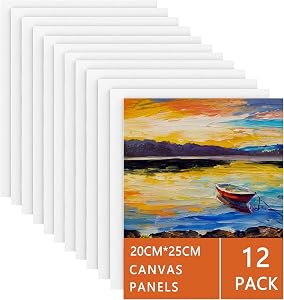 Canvas for Painting 8x10 Inch -12 Packs, Blank Artist Painting Canvas Panels for Acrylic, Oil Paint & Media Projects, Art Supplies for Kids, Adults, Beginners, Hobby Painters