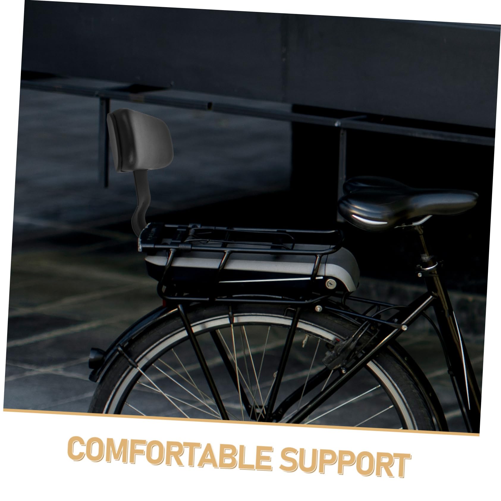 SOLUSTRE Dossier Souple Noir pour Siège Arrière de Vélo Électrique avec Support en Métal, Coussin Confortable Réduisant la Fatigue, Accessoire pour Vélo Électrique