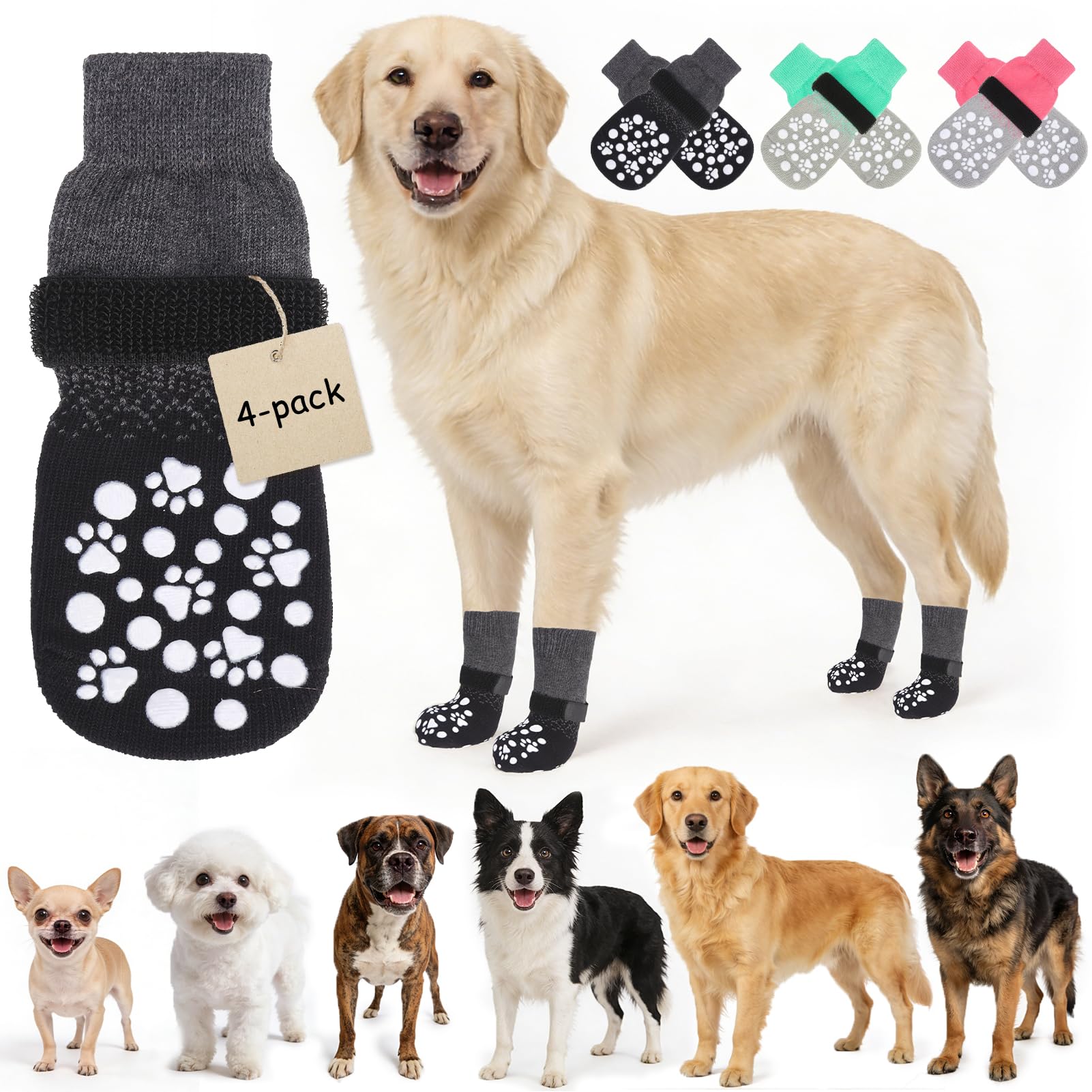 Chaussettes antidérapantes pour chien idéales pour les sols en bois dur à la maison