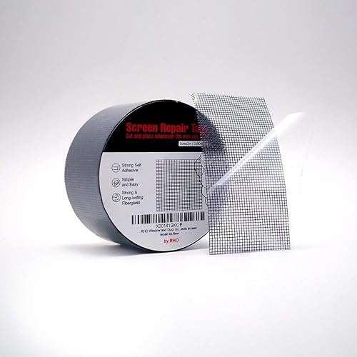Miniatura 6 de byRHO Kit de reparación de pantalla de ventana color negro XL 15 pies 3 capas de cinta adhesiva fuerte e impermeable malla de cubierta de fibra de