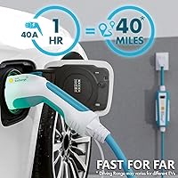 Vista 2 de SHELL Cargador de vehículo eléctrico Nivel 2 Cargador EV de carga rápida de 40 amperios 240 V EV Estación de carga para el hogar con cable de 30