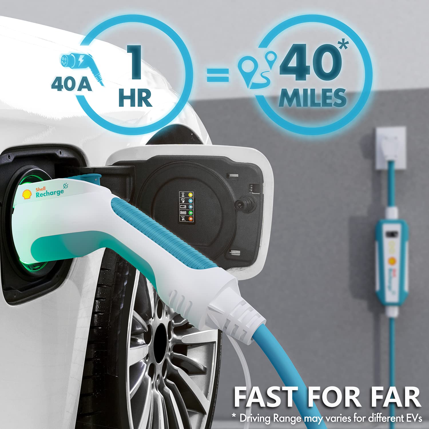 SHELL Electric Vehicle Charger Level 2 40 Amp Fast Charging EV Charger
