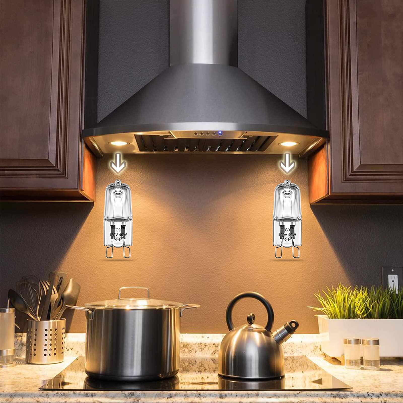 RuLEDne 5 sztuk halogenowych żarówek G9 40W do piekarnika, przezroczysta kapsułka ciepła biel 2700K, 230V 300°C żaroodporne do kuchenki mikrofalowej