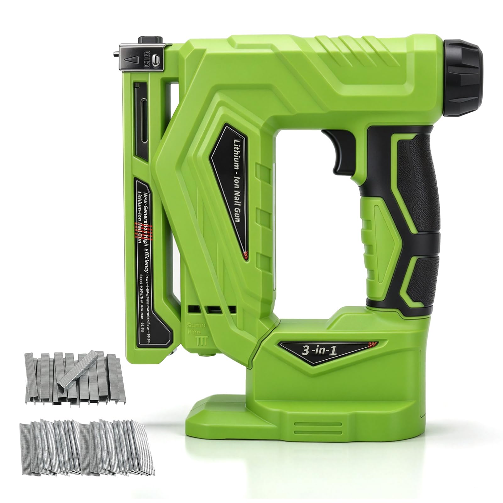 Cordless Brad Nailer for Ryobi 18V, 2 in 1 Electric Stapler Nailer Gun 18GA Nail Staple Gun with 1000Pcs Nails, 1000Pcs Staples for for Carpentry Upholstery (No Battery) (Green, for Ryobi)