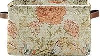 Vista 1 de ALAZA Caja de almacenamiento plegable retro con diseño de flores de mariposa y rosas, canastas organizadoras con asas para estantes, armario, sala