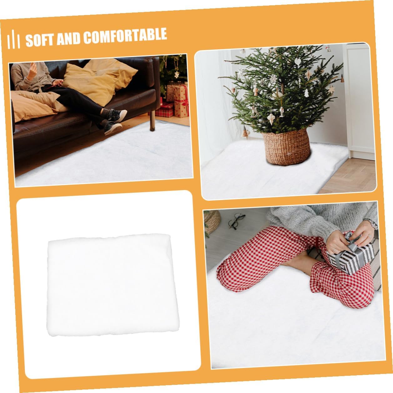 Artificial Snow Blanket for Home Decoration 2pcs Thick White Faux Snow Carpet 1.5x1m for Christmas Village Display Indoor Holiday Decor