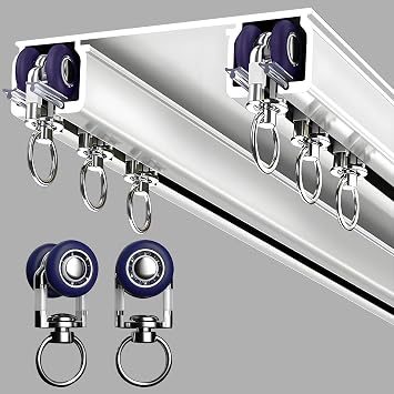 Silent Double Row Curtain Track Ceiling Mounted Heavy-Duty Aluminum Sliding Room Divider Rails for Bedroom/Living/Window/HotelWhite,3m/9.8ft