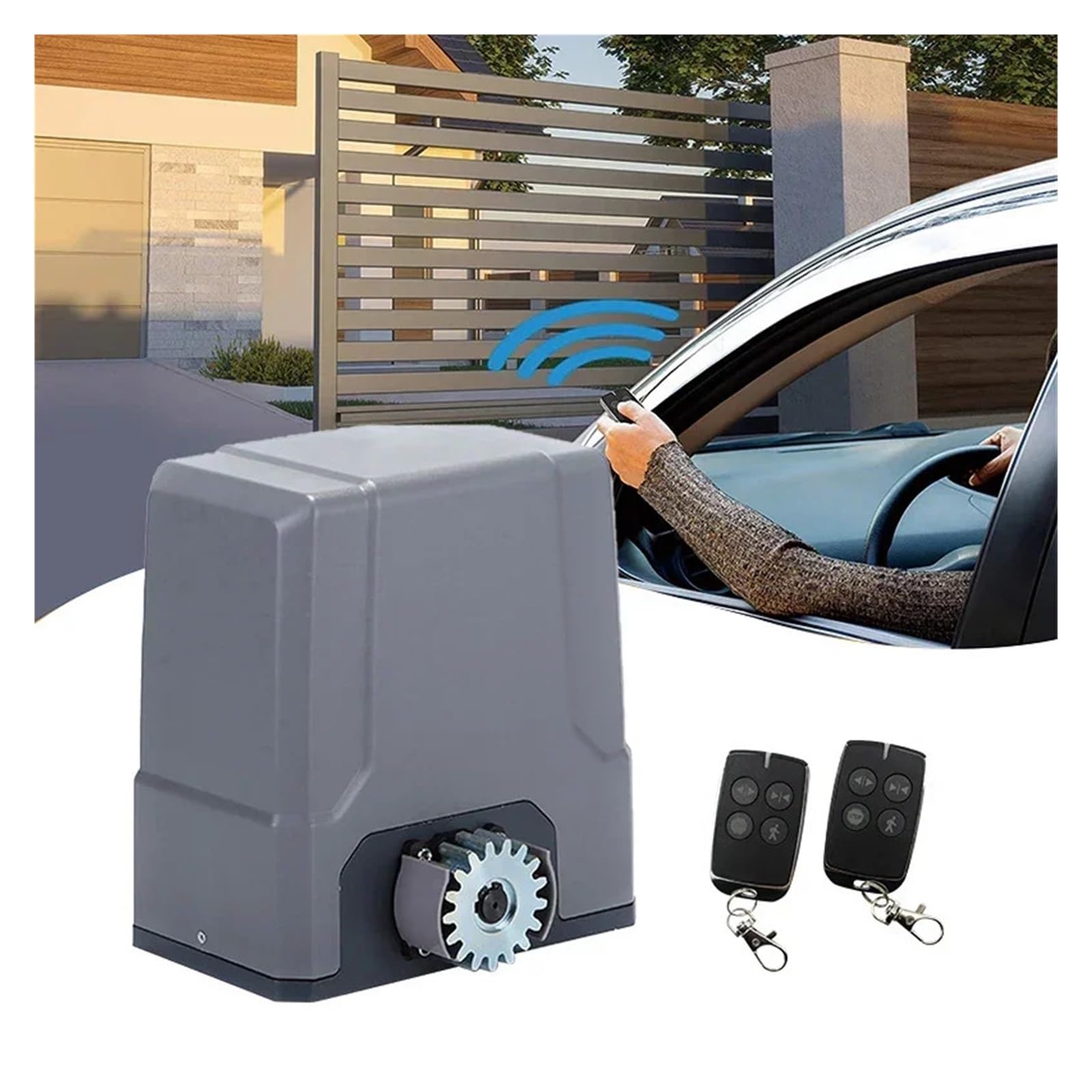 Ouvre-porte Automatique Ouvre-moteur de porte coulissante, Kit alimenté à l'énergie solaire DC 24V, opérateurs de portes automatiques, 500KG/800KG avec batterie