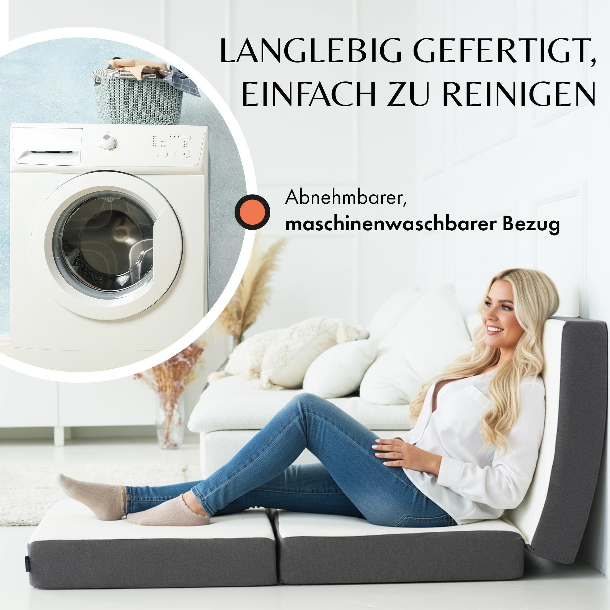 Vouwmatras 75 x 195 cm, 3-delige vouwmatras & gastenmatras met comfortabele schuimkern, opvouwbaar matras, wasbaar, ademend en ruimtebesparend, ideaal als logeerbed en reismatras