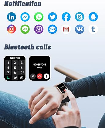 GRV Smart Watches for Women, Answer/Make Calls, 1.8 HD Smartwatch for iPhone Android Phones, Fitness Watch with Heart Rate/Sleep/Stress Monitor Steps Calories Counter, IP68 Waterproof (Pink)