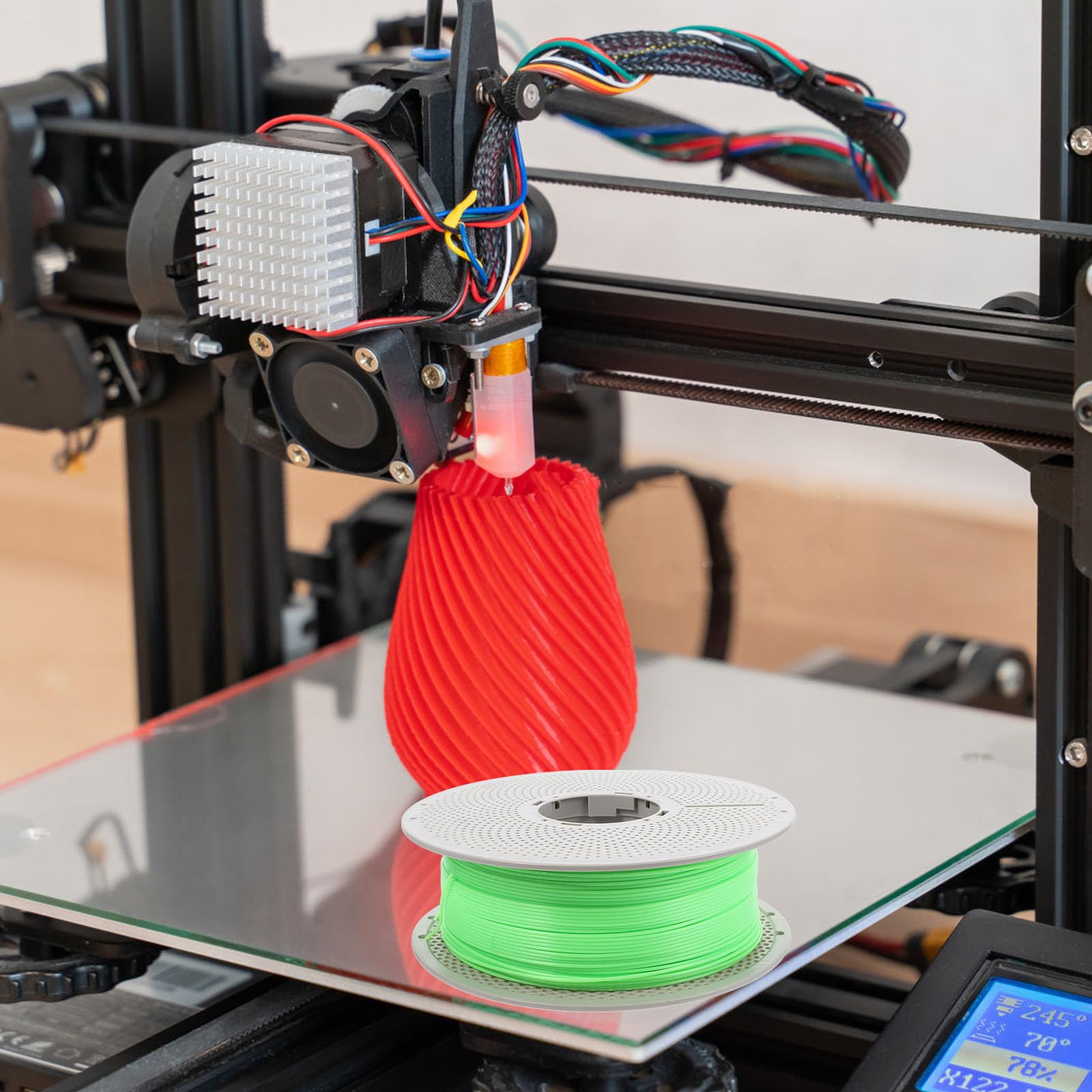 INOOMP Filamento Verde para Impresora 3d Función Luminiscente, Material Abs y Petg, Suministros Versátiles para Proyectos Creativos de Impresión 3d
