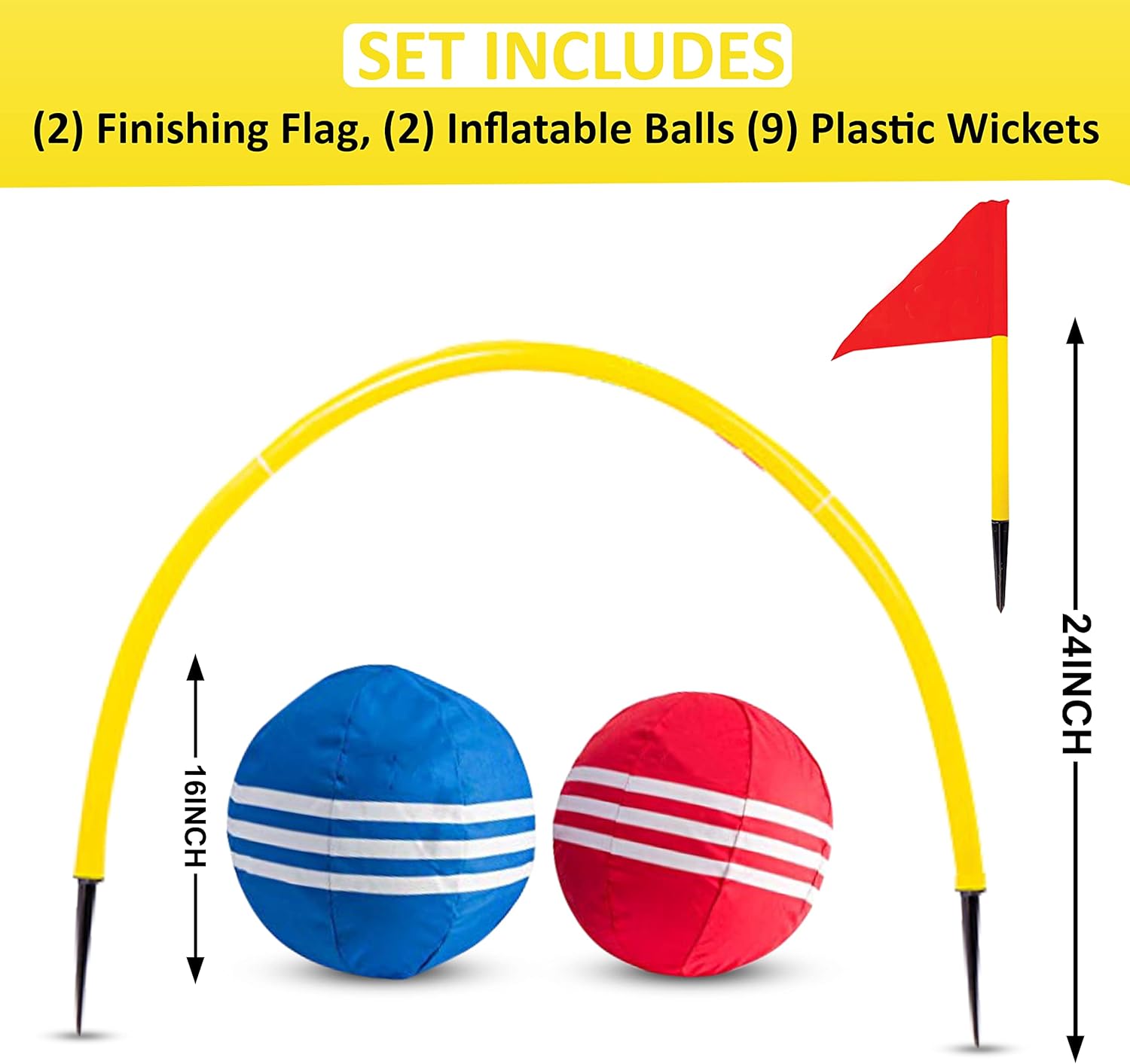 Kovot Giant Kick Croquet Game Set | Includes Inflatable Croquet Balls, Wickets & Finish Flags : Sports & Outdoors