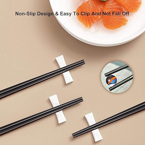 Miniatura 9 de Crownyard -10 pares de palillos de fibra de vidrio, palillos reutilizables aptos para lavavajillas, antideslizantes, 9 12 pulgadas (plata simple)