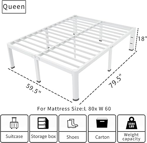 Miniatura 66 de ROIL Base de cama individual XL de 18 pulgadas con esquinas redondeadas y agujero para cabecero, retenedores de colchón de metal de 3500 libras,
