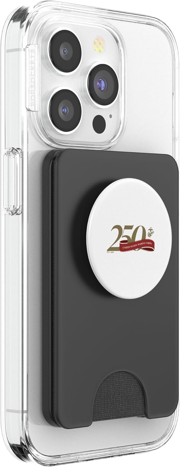 United States Marine Corps 250th Birthday Gold Logo PopSockets PopWallet for MagSafe