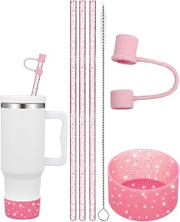 Stanley 6-Pack Accessories: Straw Toppers, Cute Covers, Reusable Straw Protectors (Excluding Cups) - Pink