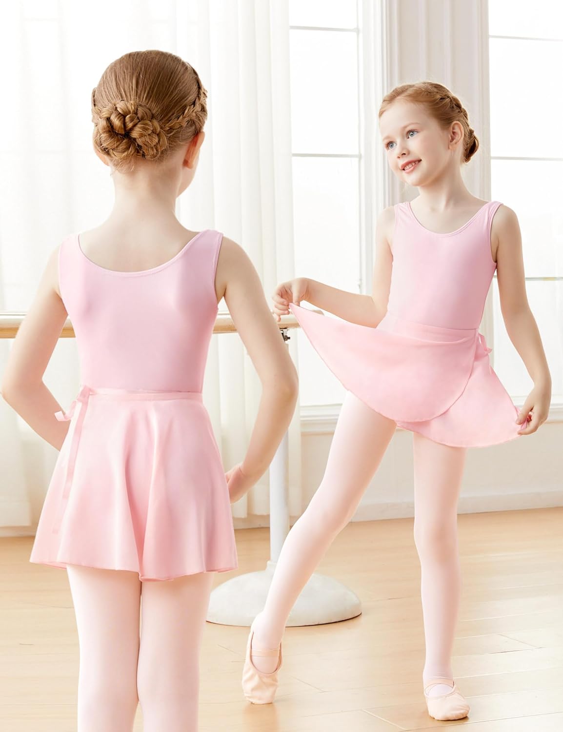 Daydance Lined Spandex Girls Dance Leotards with Removable Ballet Skirts, Dance Tights 3 in 1 Set - Image 3