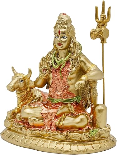 Miniatura 7 de Dios hindú Señor Shiva con estatua - Escultura de ídolo de la India Murti Shiva con Tridente desmontable Indio Casa Oficina Mandir Diwali Pooja