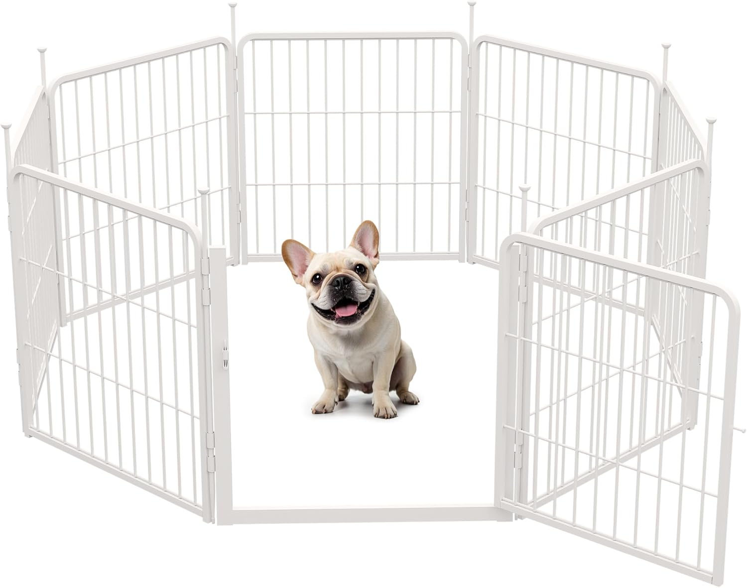 SunsGrove Dog Play Pen Indoors, 24 Inch 8 Panels Dog Playpen for Small and Puppy Dogs, Easy Setup Anti-Rust Pet Fence, White