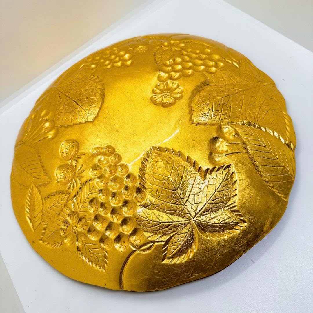 【新品未使用】骨董品　フルーツ柄　金皿　フルーツ盛り皿 アンティーク 盛り皿 食器・グラス・カトラリー 骨董品 金皿 フルーツ柄 フルーツ盛り皿