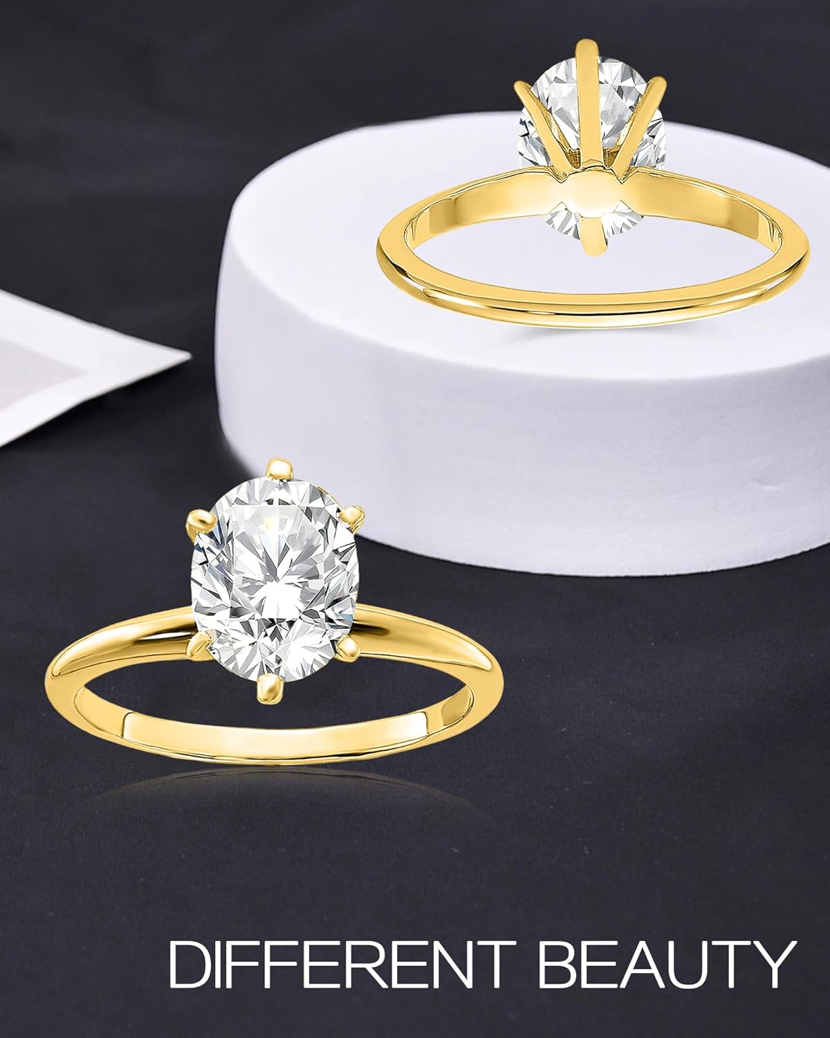 1-3ct Center Moissanite Oval Wedding Engagement Rings 925 Sterling Silver 10K 14K 18K Real Gold Moissanite Ring with Engraving