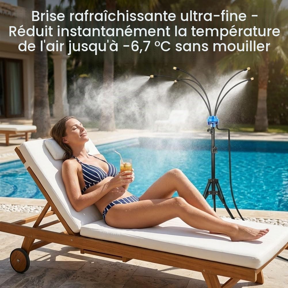 Brumisateur Terrasse, Système De Refroidissement Brumisateur Sur Pied De 5,3 Pieds + 2 Buses De Brumisation En Laiton, 2 Options De Hauteur, Refroidissement Des Brumisateur D 'extérieur Animaux