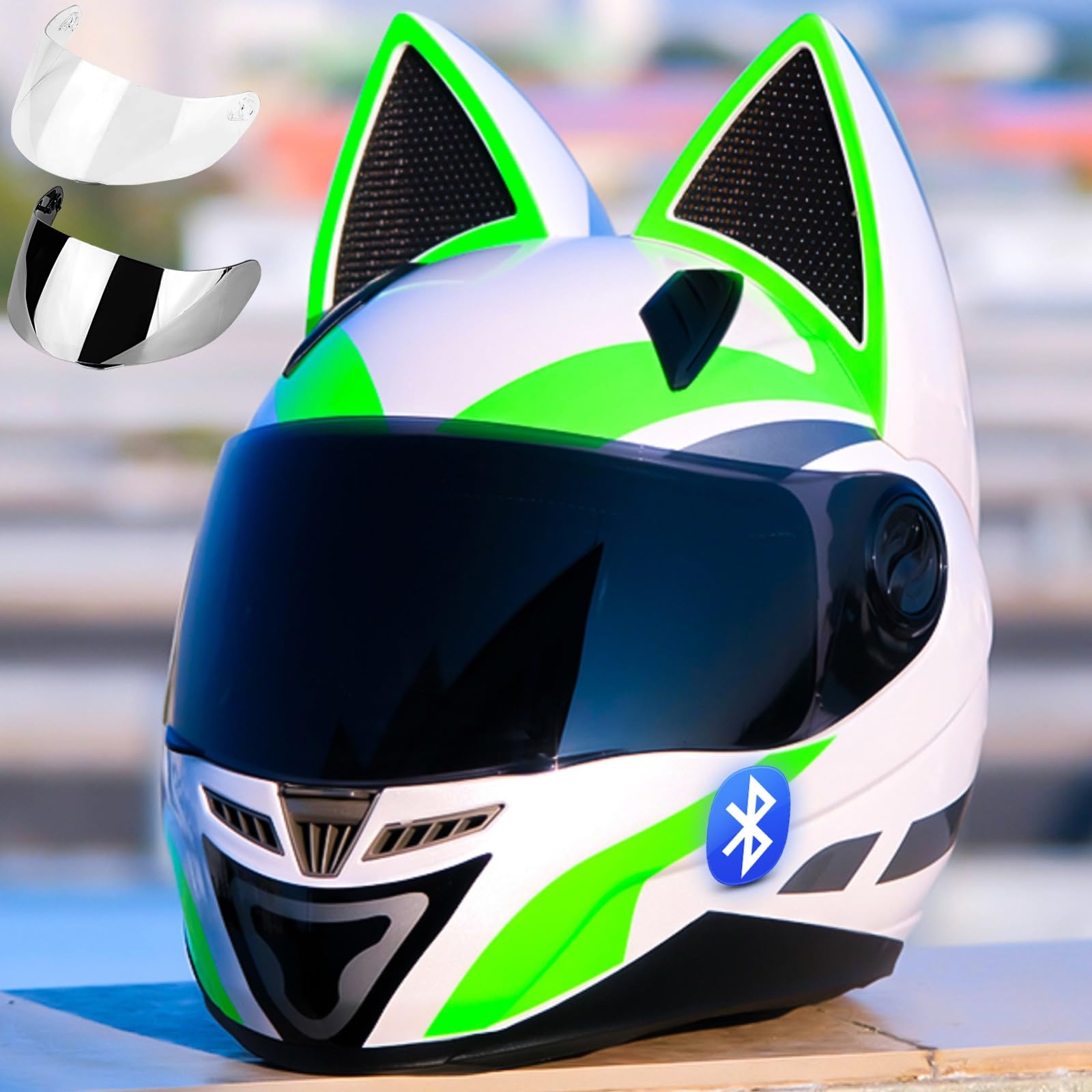 猫耳ヘルメット　フルフェイス 装飾用ヘルメット 取り外し可能猫耳 フルフェイスヘルメット