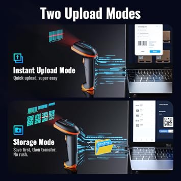 Tera Barkod Tarayıcı 1D 2D QR Kablosuz 2.4Gh+Kablolu USB 2.0 Kablolu El Tarayıcı Barkod Okuyucu 5 mil Çözünürlük 100 m Menzil, Ekran Tarama Destekli, Yükseltme Modeli D5100