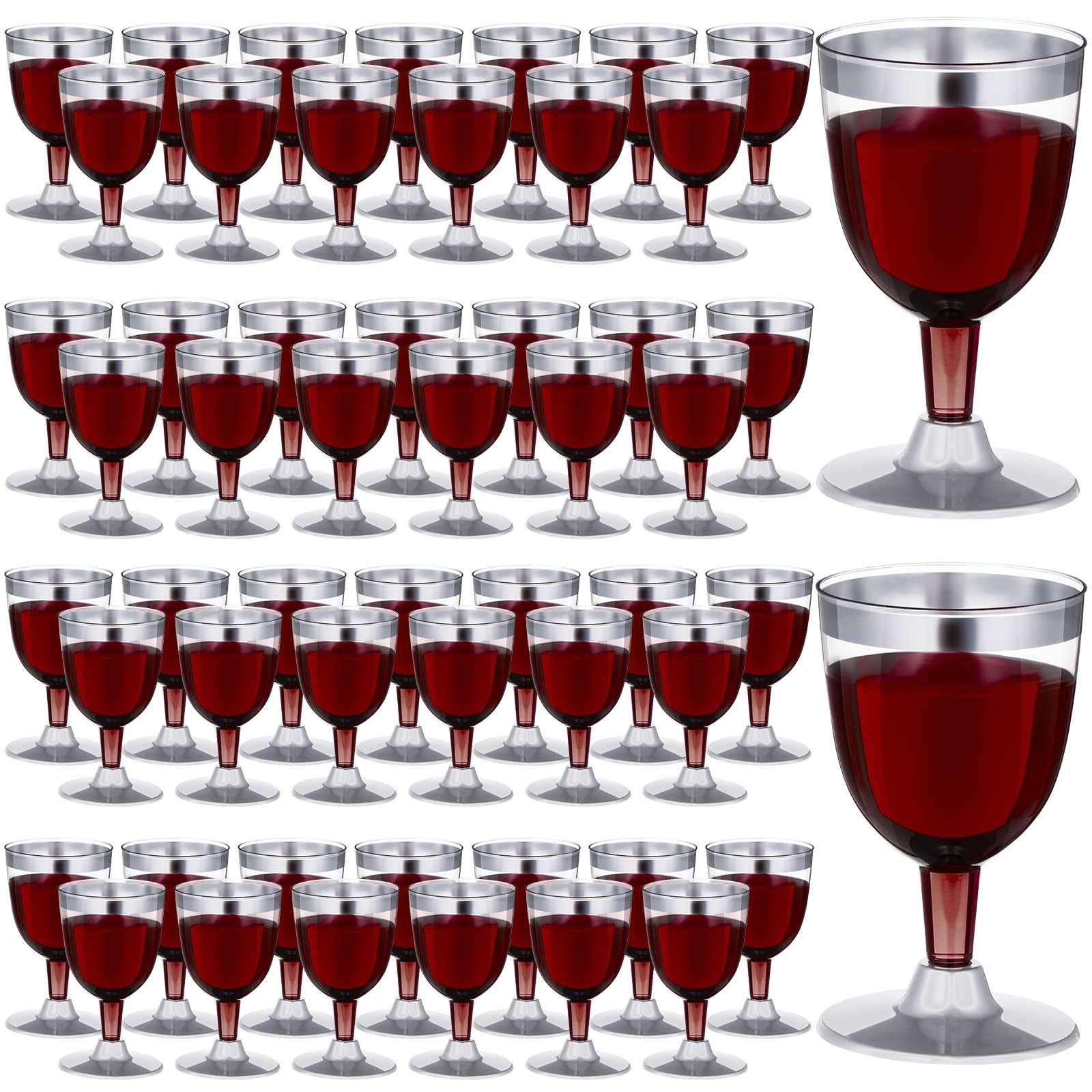 200 Pack Plastic Wine Glasses with Rim 7 Oz Disposable Wine Glasses with Stem Plastic Clear Goblet Glasses Reusable Fancy Wine Cups for Wedding Birthday Baby Shower Party Supplies