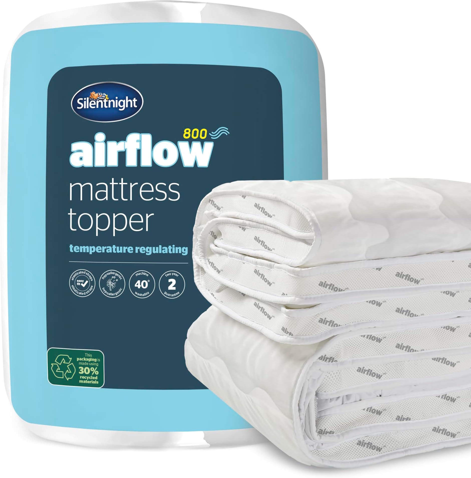 Silentnight Airflow 800 Double Mattress Topper Extra Thick Deep