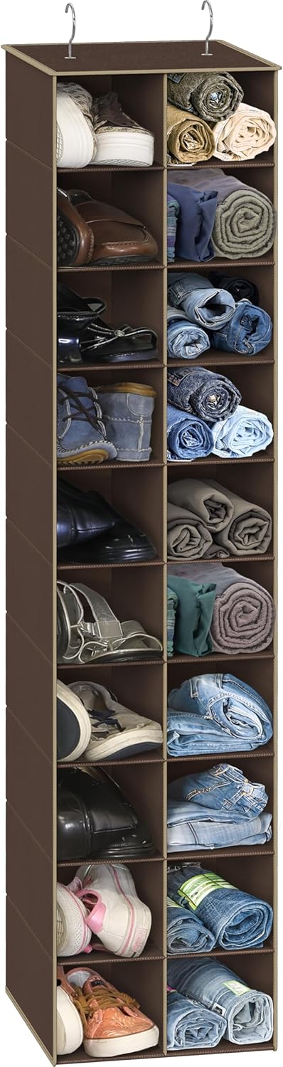 Simple Houseware 20 Section Shelves Hanging Shoes Organizer Holder for Closet, Gray