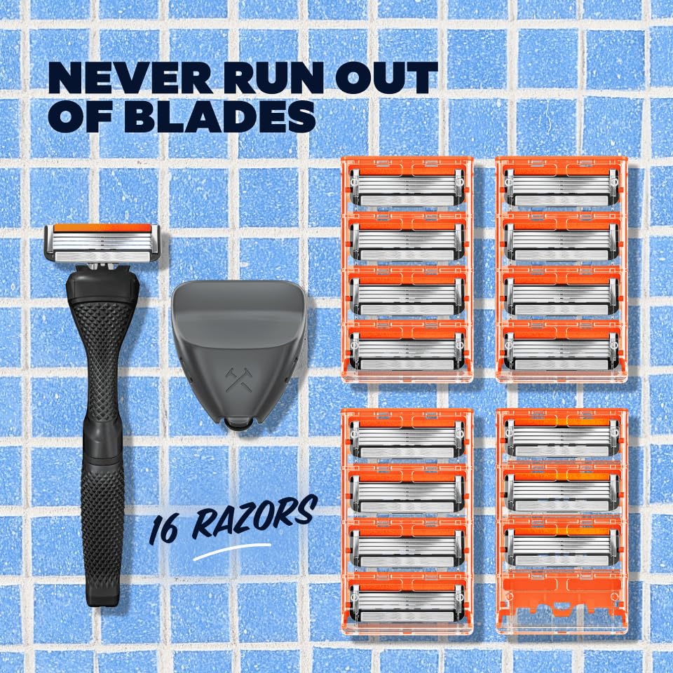 Dollar Shave Club | Bulk Shave Set | 16 Swift Rinse Refill Cartridges, 1 Handle (Black), 1 Razor Cover - Image 4