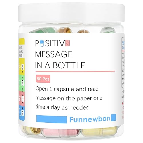 Funnewban Regalos de afirmaciones positivas para mujeres, 60 mensajes positivos en una botella, regalo para aliviar el estrés para hombres, kit de