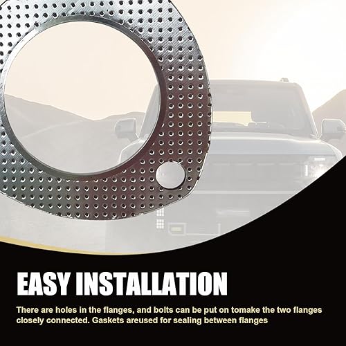 Miniatura 4 de Fluher 2 juntas de escape de automóvil, de metal duradero de 500 MPa, accesorios de sello de vehículo con 3 agujeros, universales, impermeables,