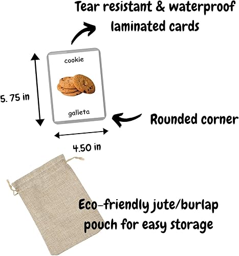 Miniatura 4 de Tarjetas didácticas bilingües en español inglés  Tarjetas flash laminadas  Elige tu juego (Primeros alimentos)