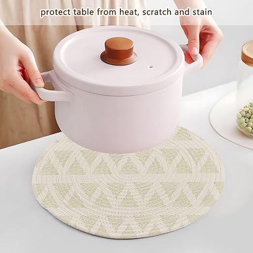 Miniatura 5 de Juego de salvamanteles dibujado a mano con patrón de árbol de Navidad para ollas y sartenes calientes de 15 pulgadas, tejido de hilo de algodón,