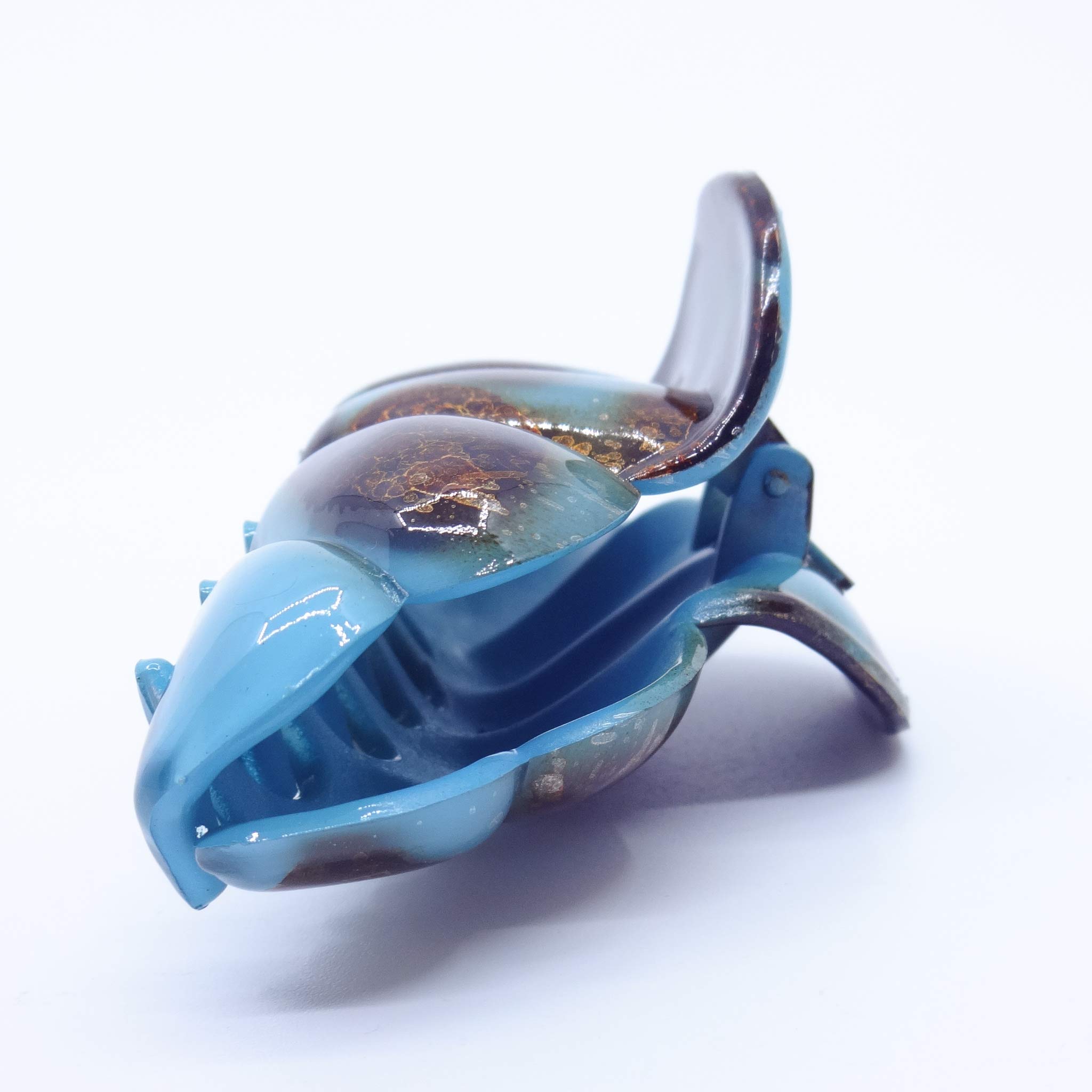 imac 青とクリスタルの花形ヘアクリップ