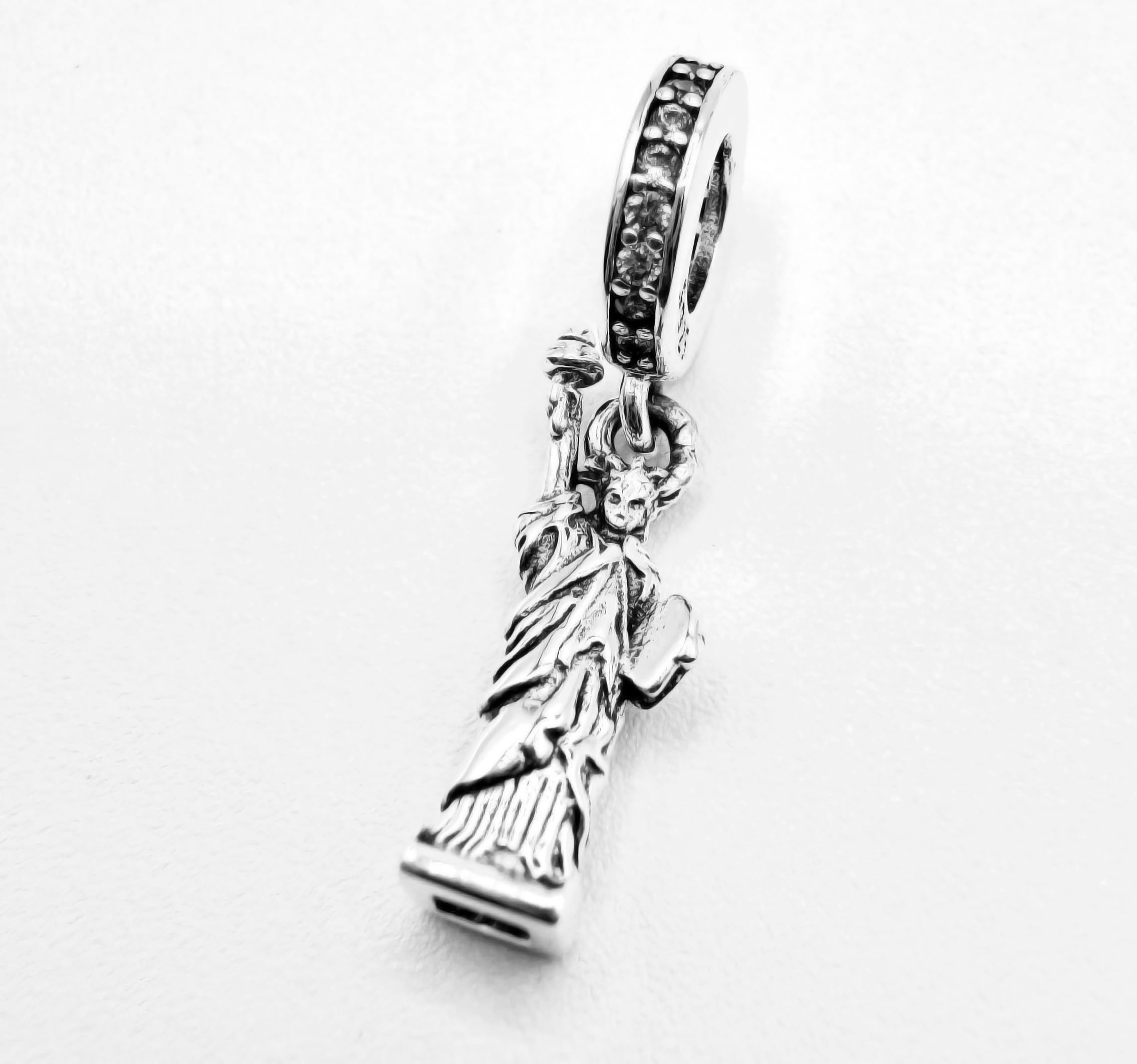 Charm-Anhänger Freiheitsstatue Denkmal USA Amerika 925 Silber Les Folies für Pandora, Sterling-Silber, Zirkonia