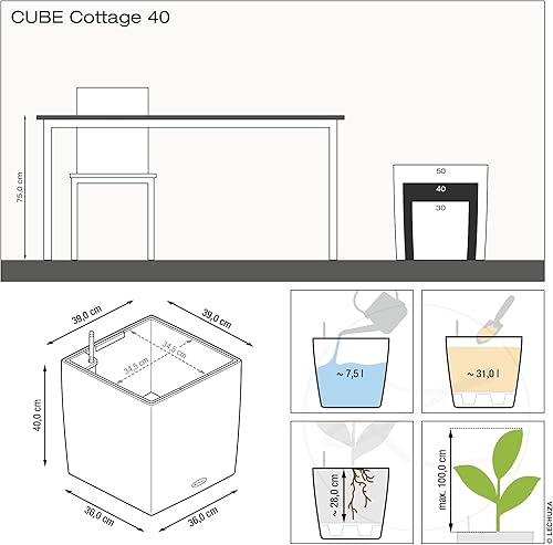 Miniatura 4 de Lechuza Cube Cottage 40 AIO (Wicker Finish) Maceta, marrón arena, 15 x 15 x 16 pulgadas