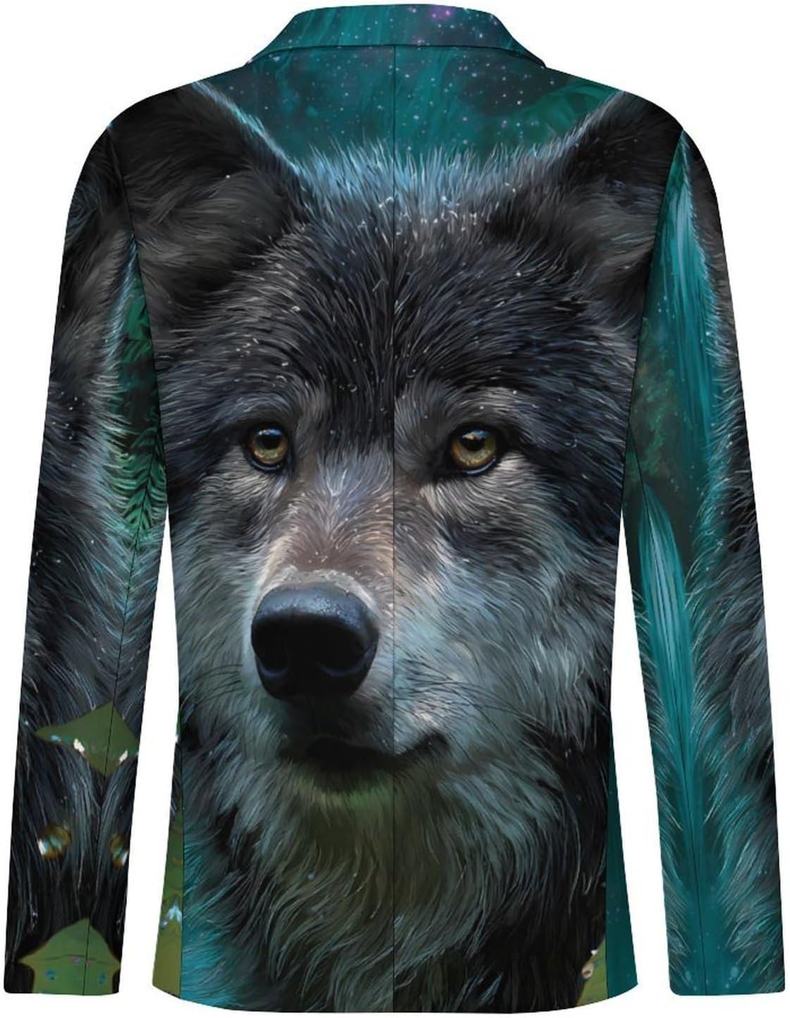 Wolf Forests Moon Suits Blazer for Men Buttons Jacket Coat Business 6X-Large