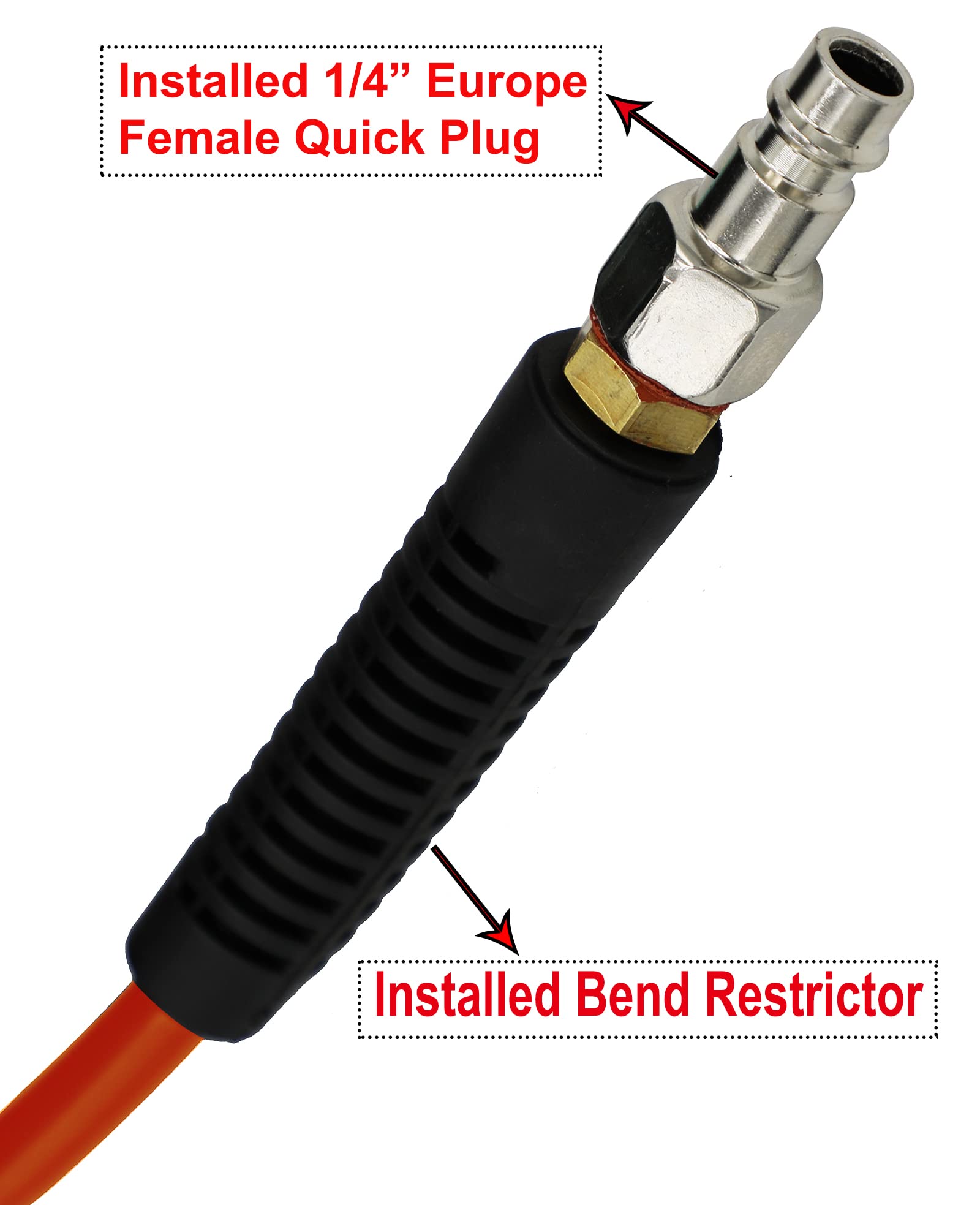 YOTOO Air Compressor Hose, Polyurethane Recoil Air Hose 10m Long 6mm ID x 9.5mm OD 450 PSI with Bend Restrictor - Image 4