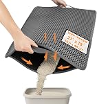 Conlun Cat Litter Mat Trapper, 58x42cm Honeycomb Double Layer Tapis Litiere Chat, Urine & Waterproof Litter Box Mat, Easy to Clean Non-Slip Kitty Matt for Floor, Grey