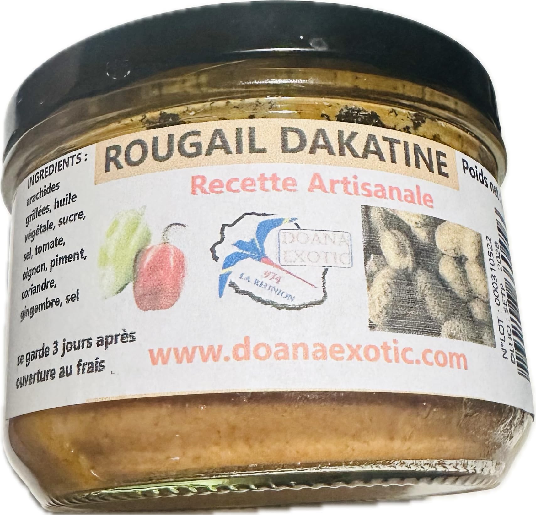 Rougail Dakatine 200g DOANA EXOTIC, Recette Artisanale, Pâte d'Arachides Grillées aux Épices, Condiment Traditionnel