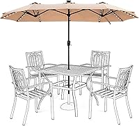 HERA'S PALACE 13ft Double-Sided Patio Umbrella with 120 Solar LED Lights, 12 Modes, Waterproof UV Protection for Garden Pool