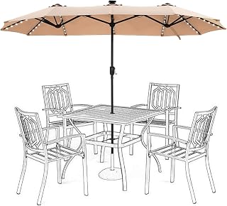 HERA'S PALACE 13ft Double-Sided Patio Umbrella with 120 Solar LED Lights, 12 Modes, Waterproof UV Protection for Garden Pool