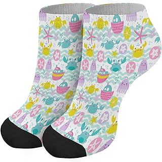 Women Socks Ankle Ankle Men's Socks Athletic Crew Socks Humor sea boats crabs and jellyfish Ankle Socks Girl