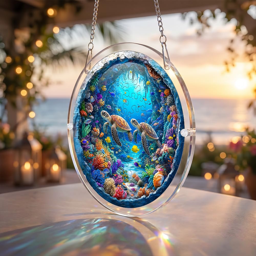 Acrylic Jigsaw Puzzle Suncatcher - Stained Glass Decor -7